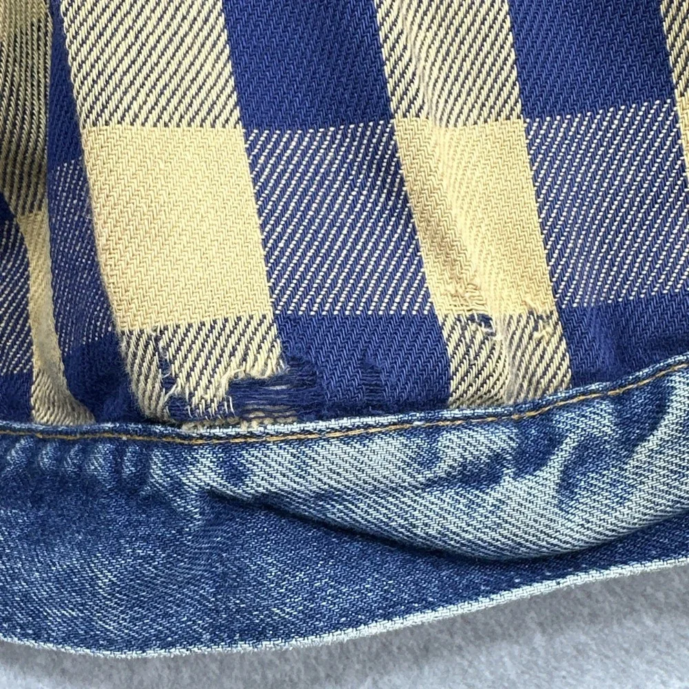 Vintage Levis Denim Jacket 44 Blue Trucker Type III Lined 1980s Distressed USA